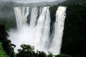 Jog Falls waterfall in Karnataka — four streams of Raja, Rani, Rocket and Roarer falling into a gorge