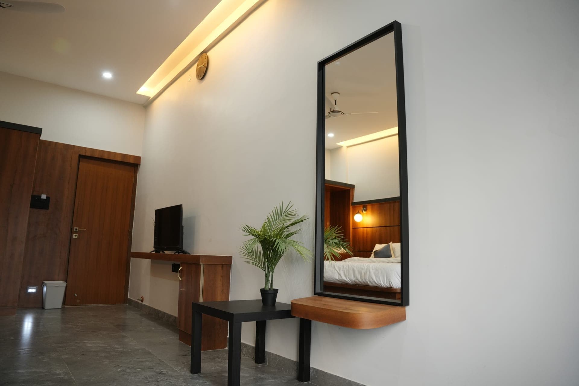 Clean bathroom in hotel room at Sarvam Residency, Sagara, Karnataka